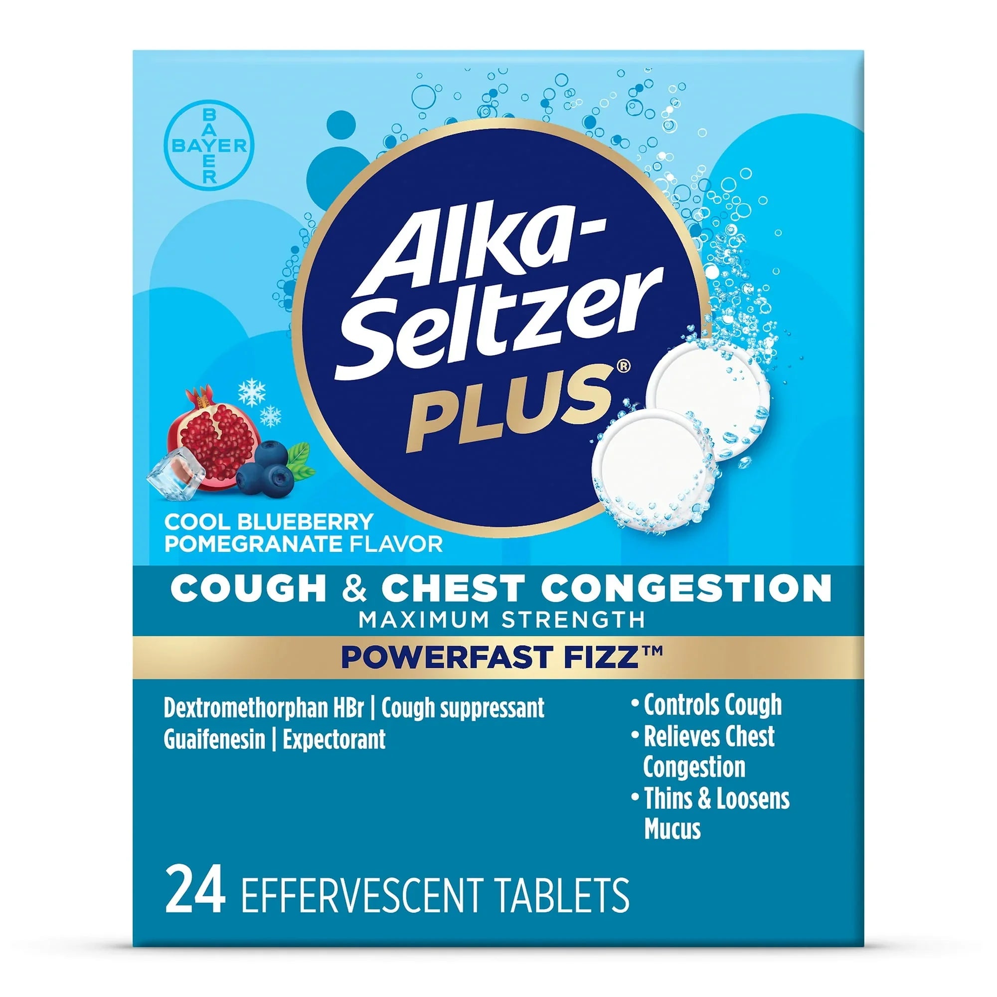 Alka-Seltzer Plus PowerFast Fizz – Cough &amp; Chest Congestion Relief, 24 Ct - Exotic Pro