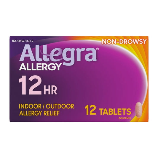 Allegra 12-Hour Allergy Relief, 60mg Fexofenadine HCl, Non-Drowsy, 12 Ct