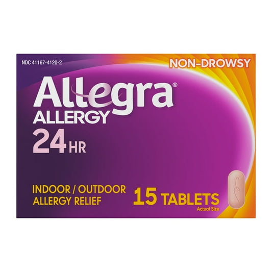 Allegra 24-Hour Allergy Relief, 180mg Fexofenadine HCI, Non-Drowsy, 15 Ct