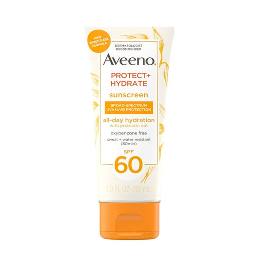 Aveeno Protect + Hydrate Sunscreen Lotion SPF 60 for Body, 3 fl oz