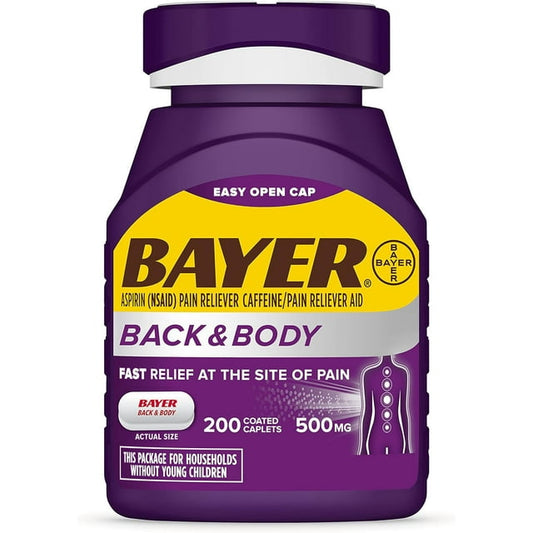 Bayer Back & Body Extra Strength Aspirin with Caffeine – 200 Caplets