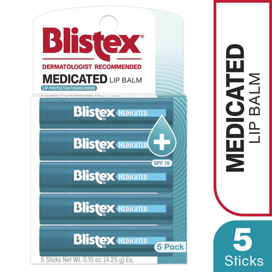 Blistex Medicated Lip Balm – Advanced Protection for Dry Lips, 5ct