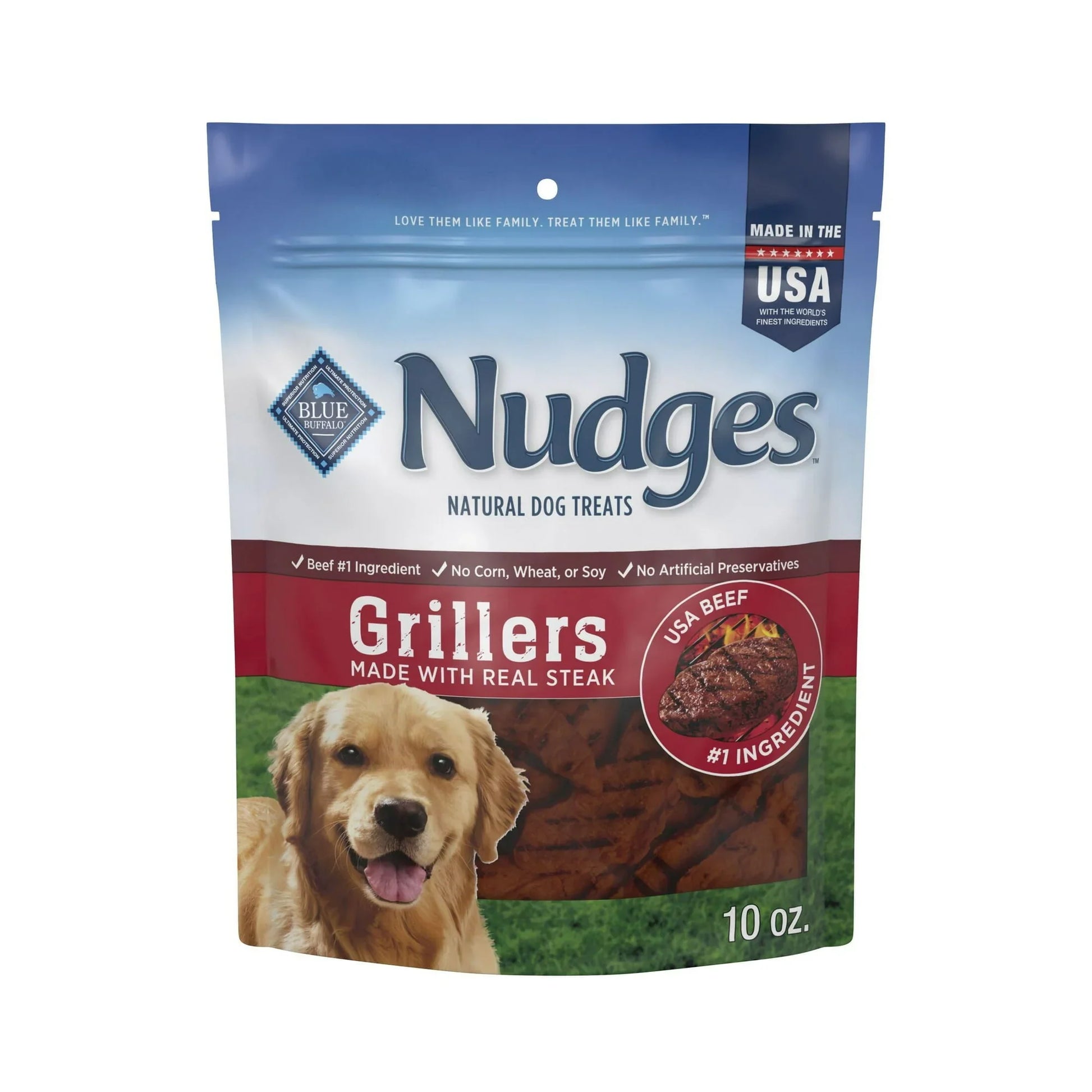 Blue Buffalo Nudges Grillers Steak Dog Treats, Natural, 10-oz Bag - Exotic Pro