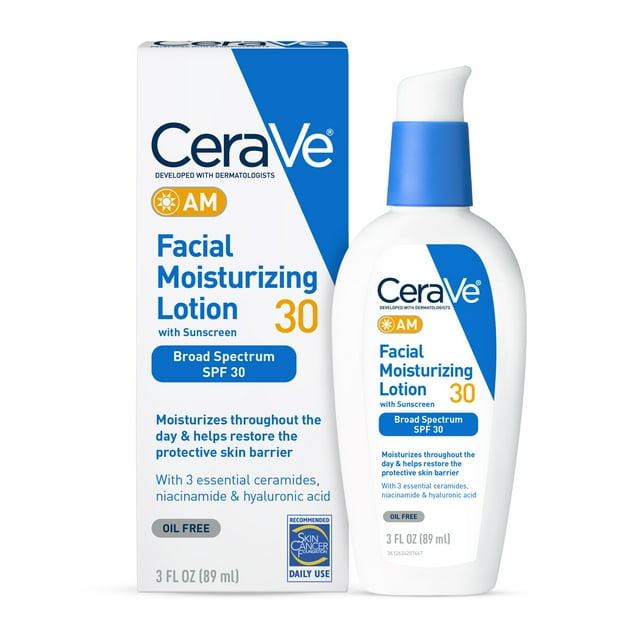 CeraVe AM Face Moisturizer Lotion with Sunscreen SPF 30 for Normal to Oily Skin, 3 fl oz - Exotic Pro