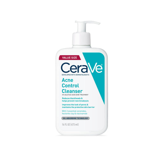 CeraVe Acne Control Cleanser with 2% Salicylic Acid – Face Wash, 8 oz