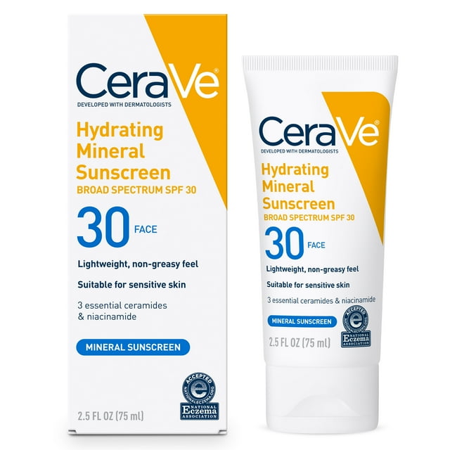CeraVe Hydrating Mineral Face Sunscreen Lotion SPF 30, 2.5 fl oz - Exotic Pro