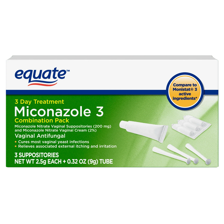 Equate Miconazole 3-Day Yeast Infection Treatment Combo Pack, Suppositories + Cream