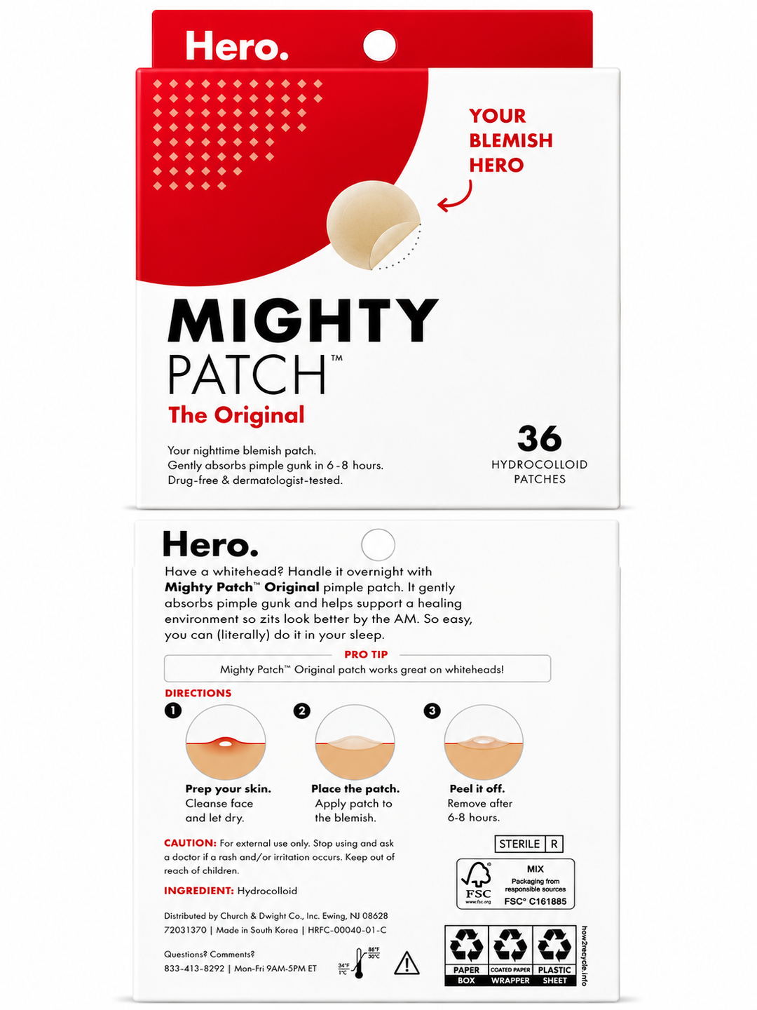 Hero Cosmetics Mighty Patch Original Pimple Patches – 36 Count