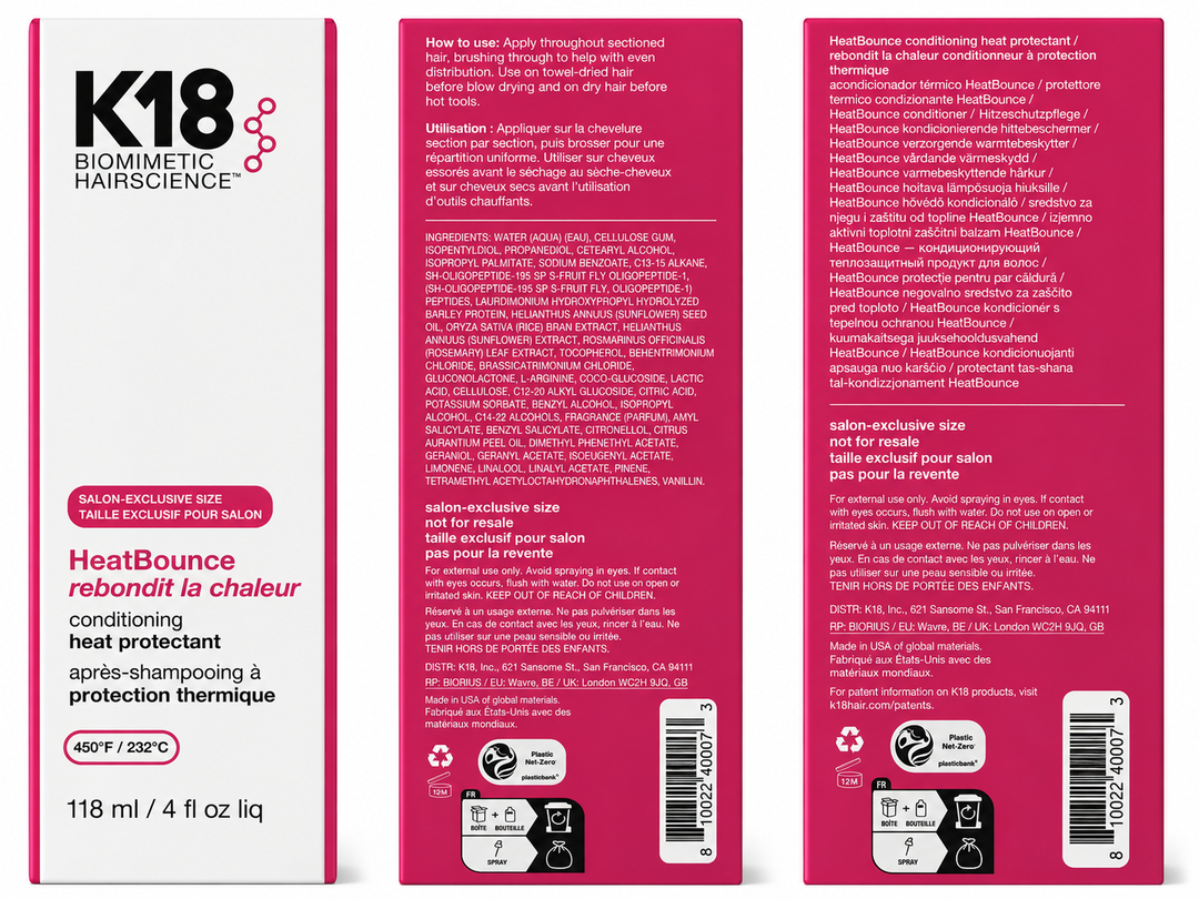 K18 Biomimetic Hairscience HeatBounce Conditioning Heat Protectant – 4 oz