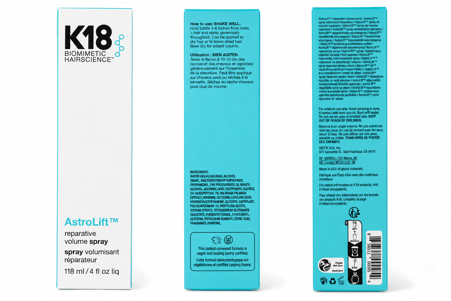 K18 Biomimetic Hairscience AstroLift Reparative Volume Spray – 4 oz / 118 ml