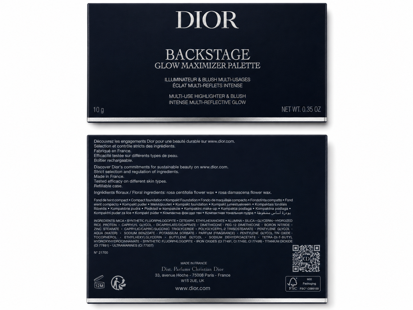 Dior Backstage Glow Maximizer Palette – 003 Pearly Peach Glow 0.4 oz