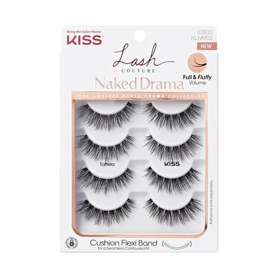 KISS Naked Drama False Eyelashes Black – Lash Couture Collection, 4 Pairs - Exotic Pro