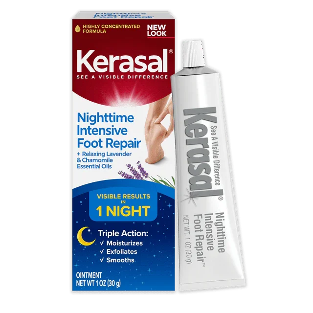 Kerasal Nighttime Foot Repair – Cracked Heel Ointment, 1 oz - Exotic Pro