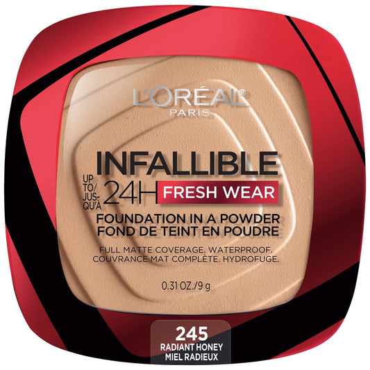L'Oreal Infallible 24HR Powder Foundation – 245 Radiant Honey 0.31 oz