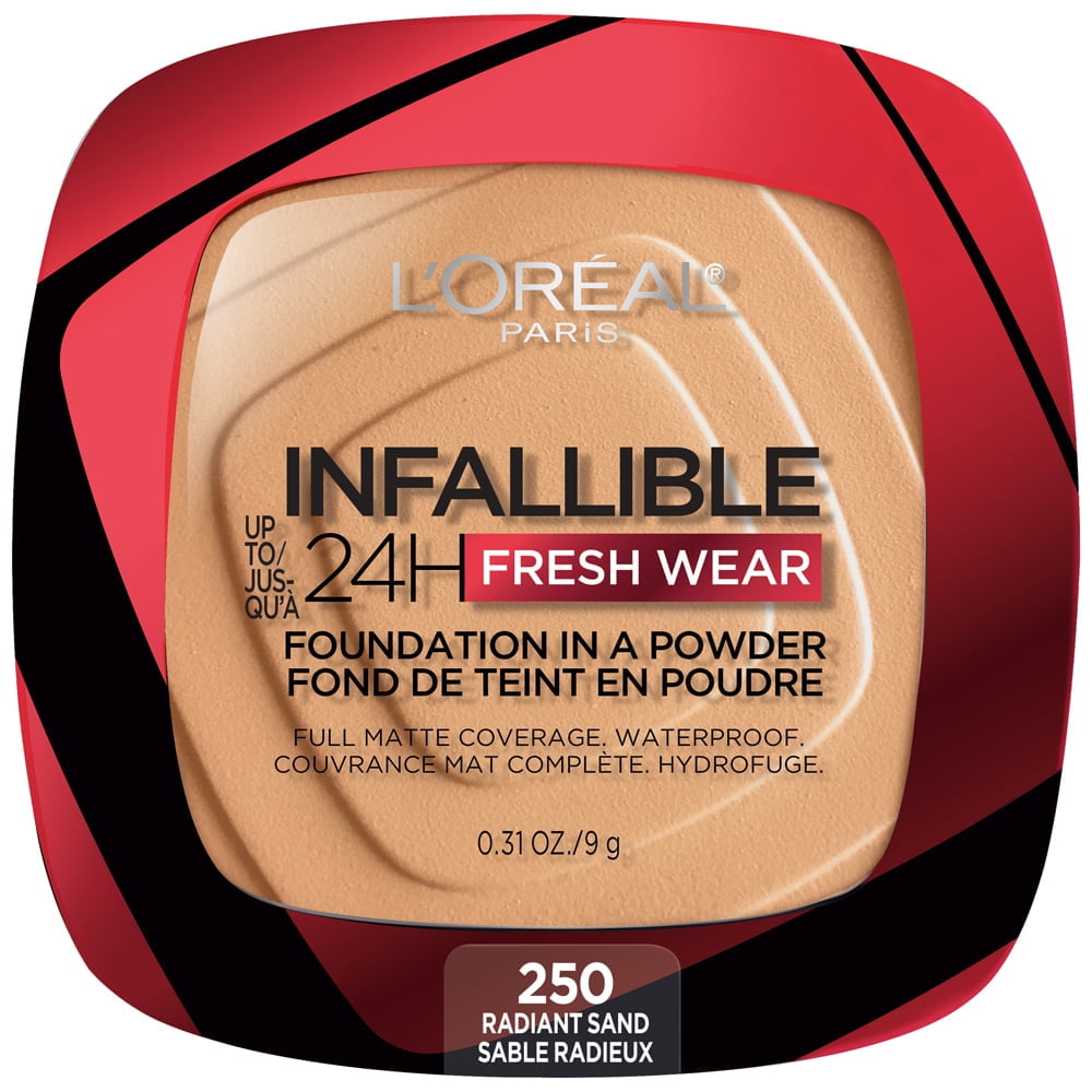 L'Oréal Infallible Fresh Wear Powder Foundation – 250 Radiant Sand, 0.31 oz