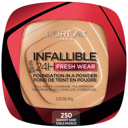 L'Oréal Infallible Fresh Wear Powder Foundation – 250 Radiant Sand, 0.31 oz