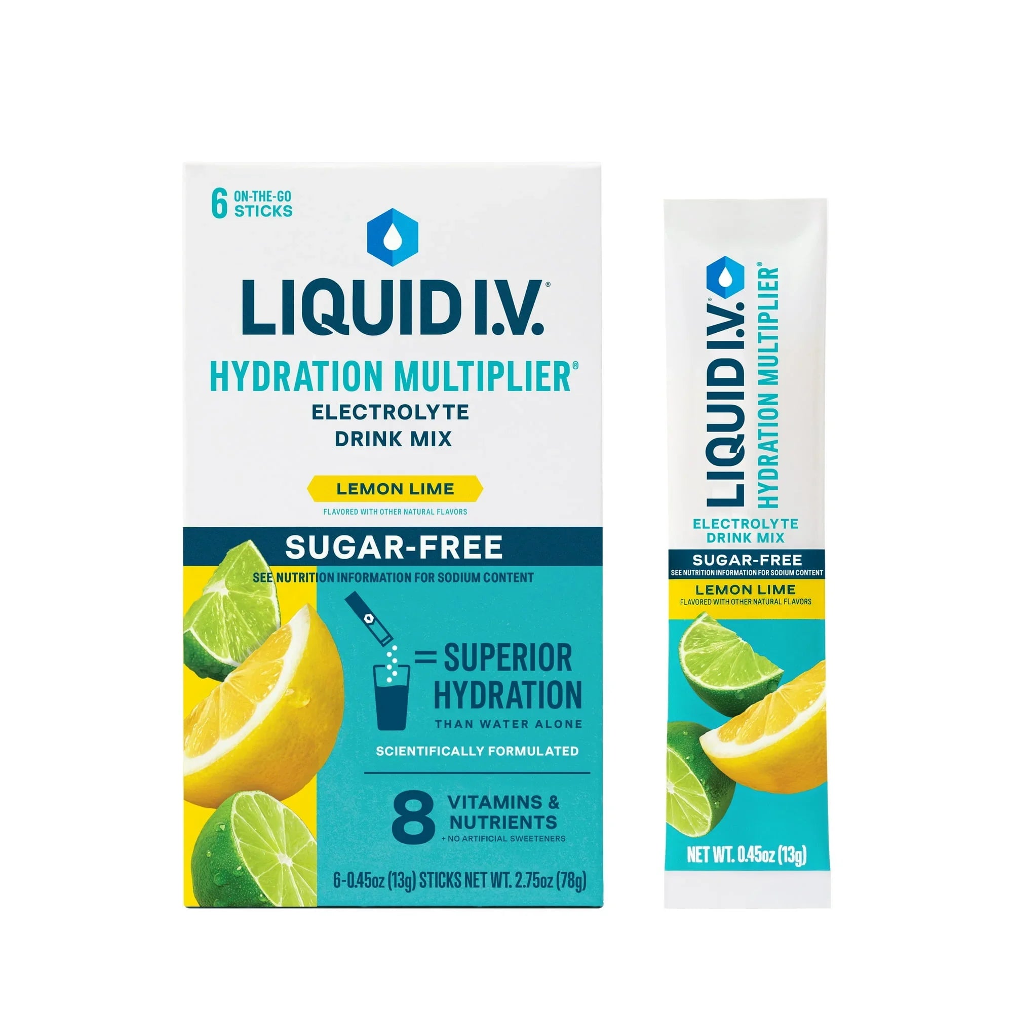 Liquid I.V. Sugar-Free Lemon Lime Hydration Multiplier Drink Mix | 6 Packets - Exotic Pro