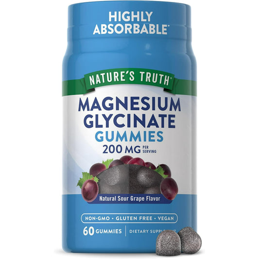 Nature's Truth Magnesium Glycinate Gummies 200mg - Grape Flavor, 60 Ct