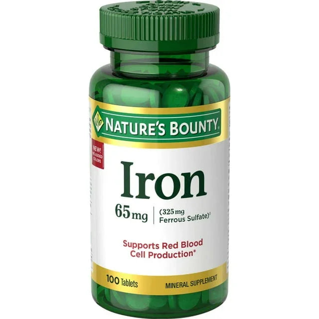 Nature’s Bounty Iron 65mg Mineral Supplement – 100 Tablets - Exotic Pro