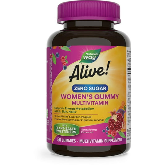 Alive! Women’s Zero Sugar Gummy Multivitamin with B-Vitamins – 50 Ct