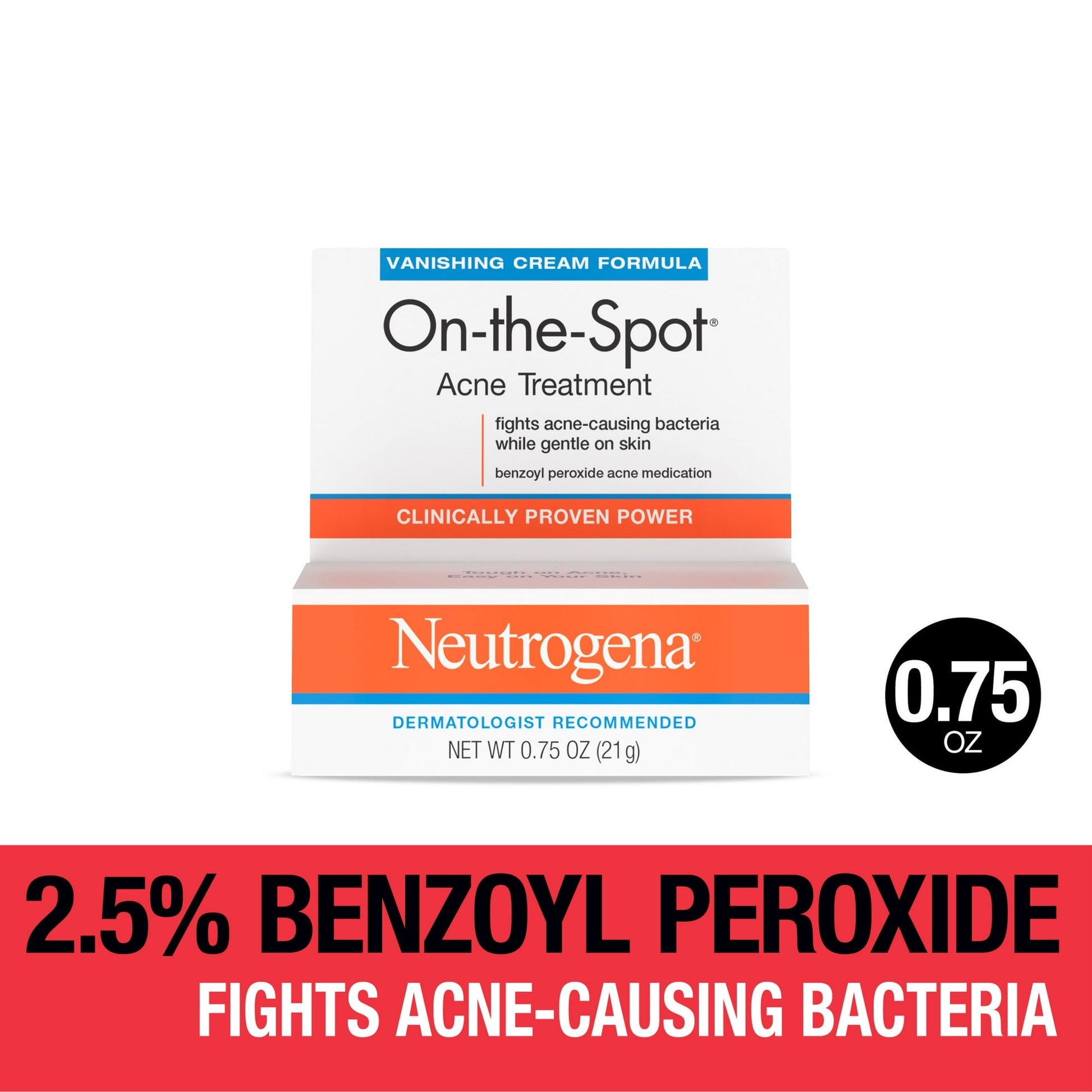 Neutrogena On-The-Spot Acne Treatment 0.75 oz | 2.5% Benzoyl Peroxide Gel - Exotic Pro