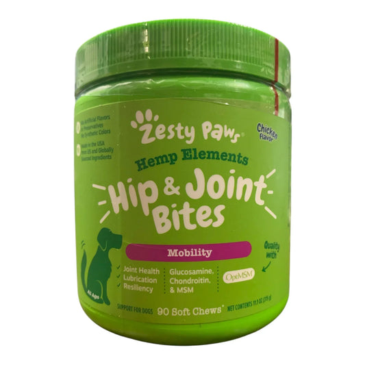 Zesty Paws Hip & Joint Bites for Dogs, Mobility Support, Chicken Flavor, 90 ct (Pack of 2) - Exotic Pro