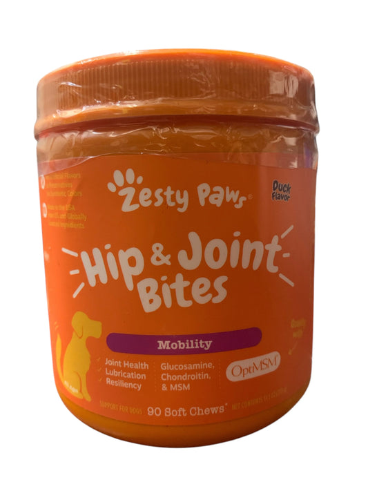 Zesty Paws Hip & Joint Bites for Dogs, Mobility Support, Duck Flavor, 90 ct - Exotic Pro