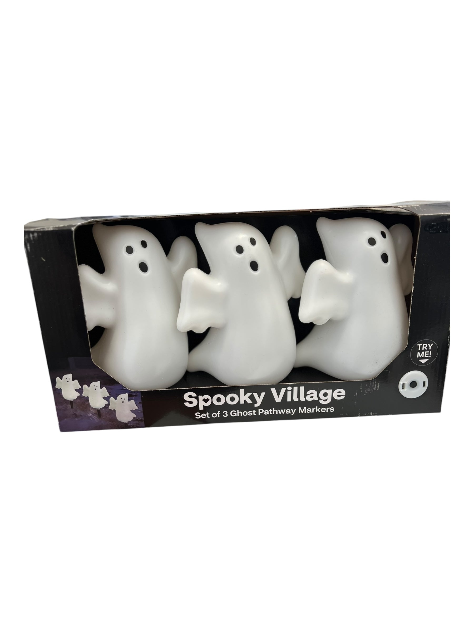 Spooky Village LED Ghost Pathway Markers, 3-Pack – Halloween Light-Up Decor - Exotic Pro