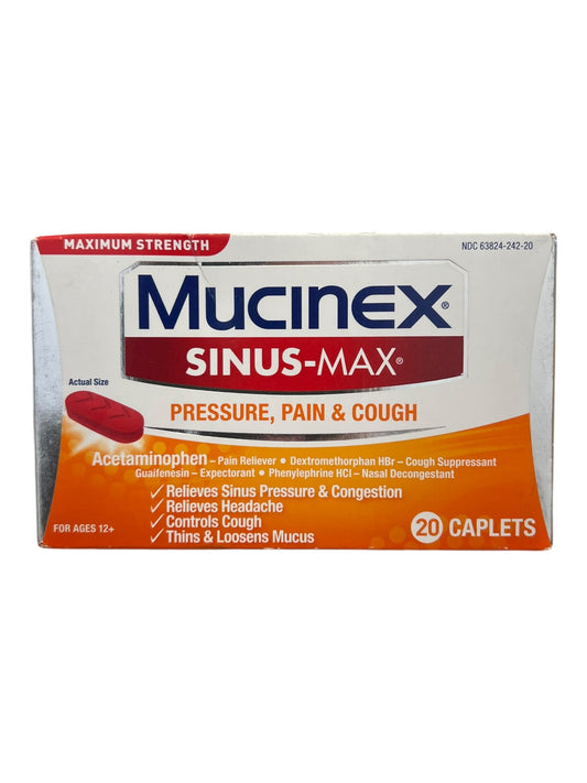 Mucinex Sinus-Max Pressure, Pain & Cough Relief Caplets, 20 Ct