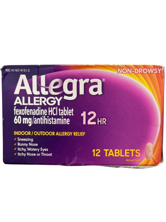 Allegra 12-Hour Allergy Relief, 60mg Fexofenadine HCl, Non-Drowsy, 12 Ct