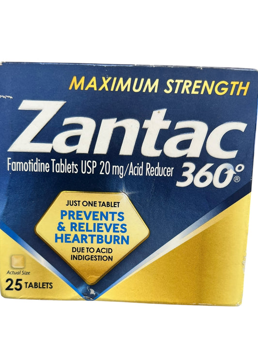 Zantac 360 Max Strength Famotidine 20mg – 25 Ct Acid Reducer Tablets