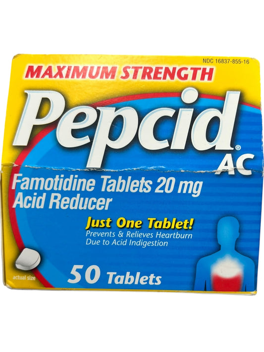 Pepcid AC Maximum Strength Heartburn Relief, Famotidine 20mg, 50 Ct