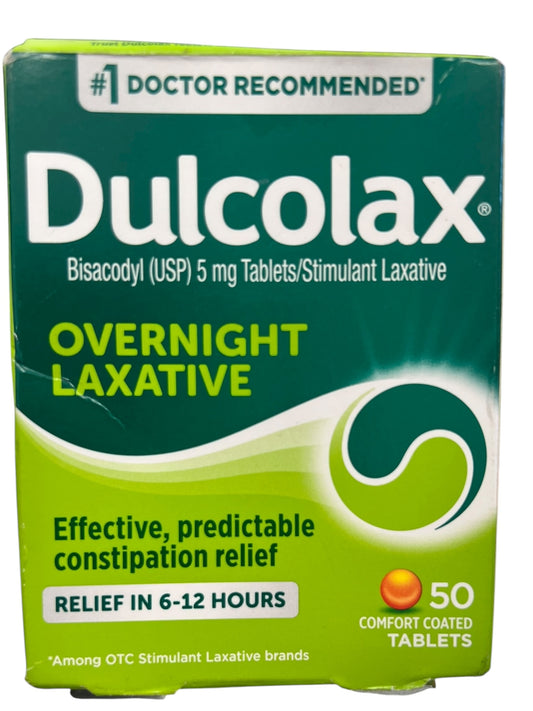 Dulcolax Laxative Tablets 5mg 50 Ct | Overnight Constipation Relief with Bisacodyl