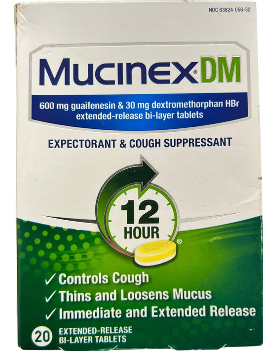 Mucinex DM 12 Hour Expectorant & Cough Suppressant Tablets, 20 Ct