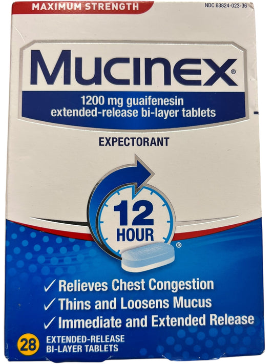 Mucinex 12 Hour Max Strength Expectorant Tablets, Mucus Relief, 28 Ct