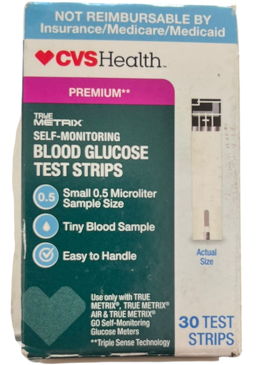 TRUE METRIX Premium Blood Glucose Test Strips – 30 Ct for Diabetics