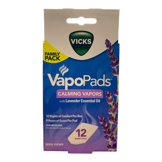 Vicks VapoPads with Menthol & Lavender - Calming Cold Relief, 12 Pack - Exotic Pro