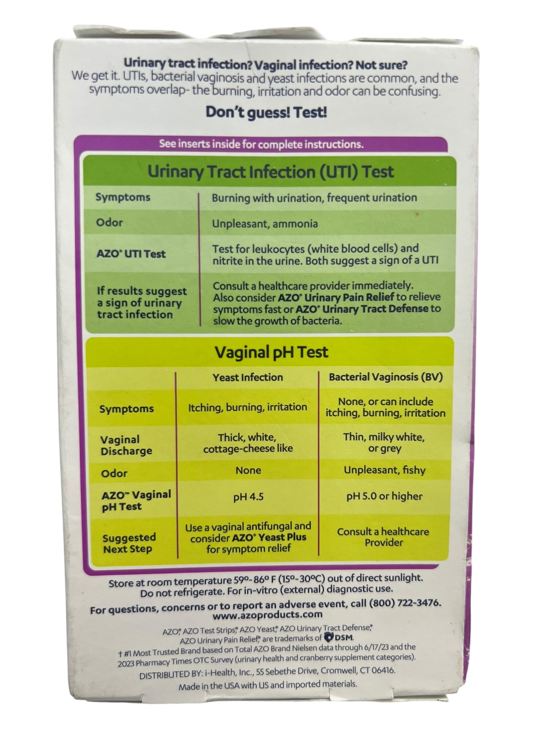 AZO UTI Test Strips & Vaginal pH At-Home Test Kit, 2 Ct, FSA/HSA Eligible - Exotic Pro