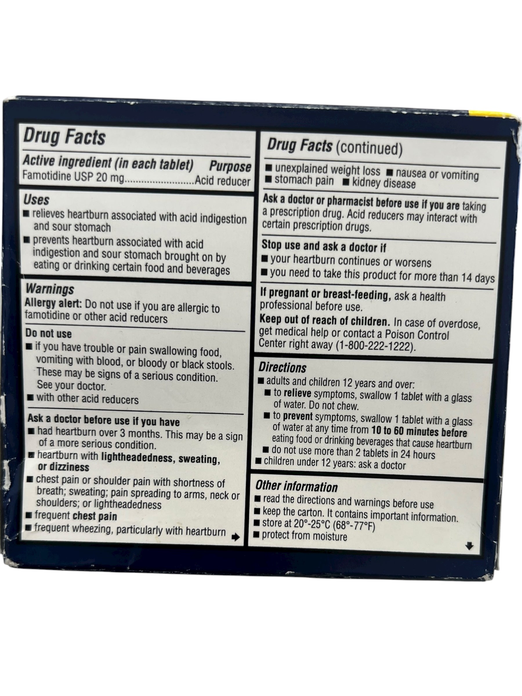 Zantac 360 Max Strength Famotidine 20mg – 25 Ct Acid Reducer Tablets - Exotic Pro