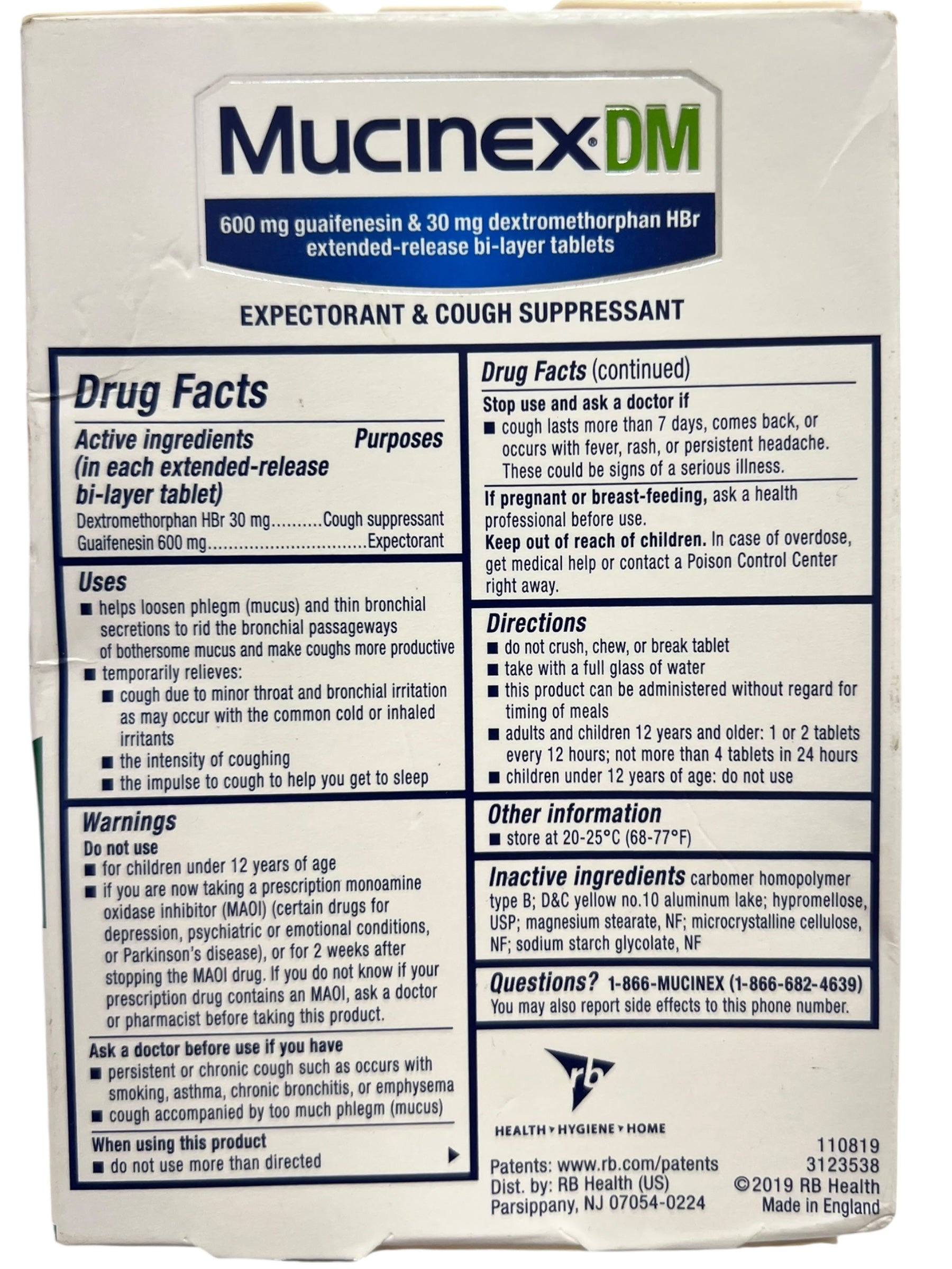 Mucinex DM 12 Hour Expectorant & Cough Suppressant Tablets, 20 Ct - Exotic Pro