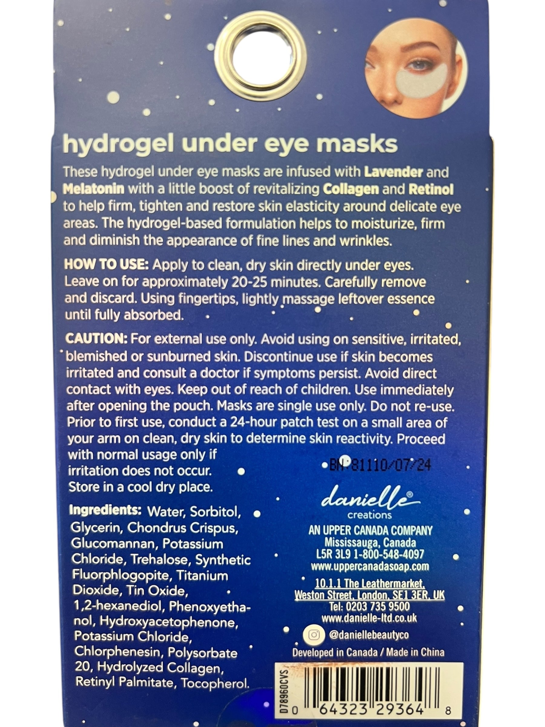 Danielle Lavender & Melatonin Under Eye Hydrogel Patches – 6 Count