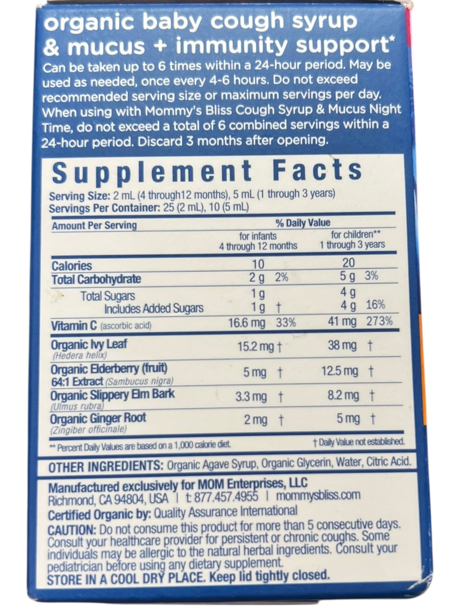 Mommy's Bliss Organic Day & Night Cough Syrup – Babies 4M+, 2-Pack (1.67 fl oz Each) - Exotic Pro