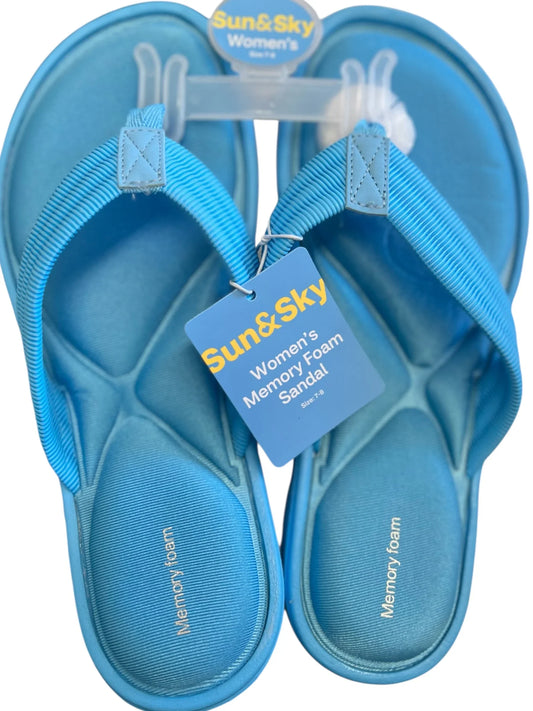 Sun & Sky Women’s Memory Foam Sandals – Blue, Size 7/8 - Exotic Pro
