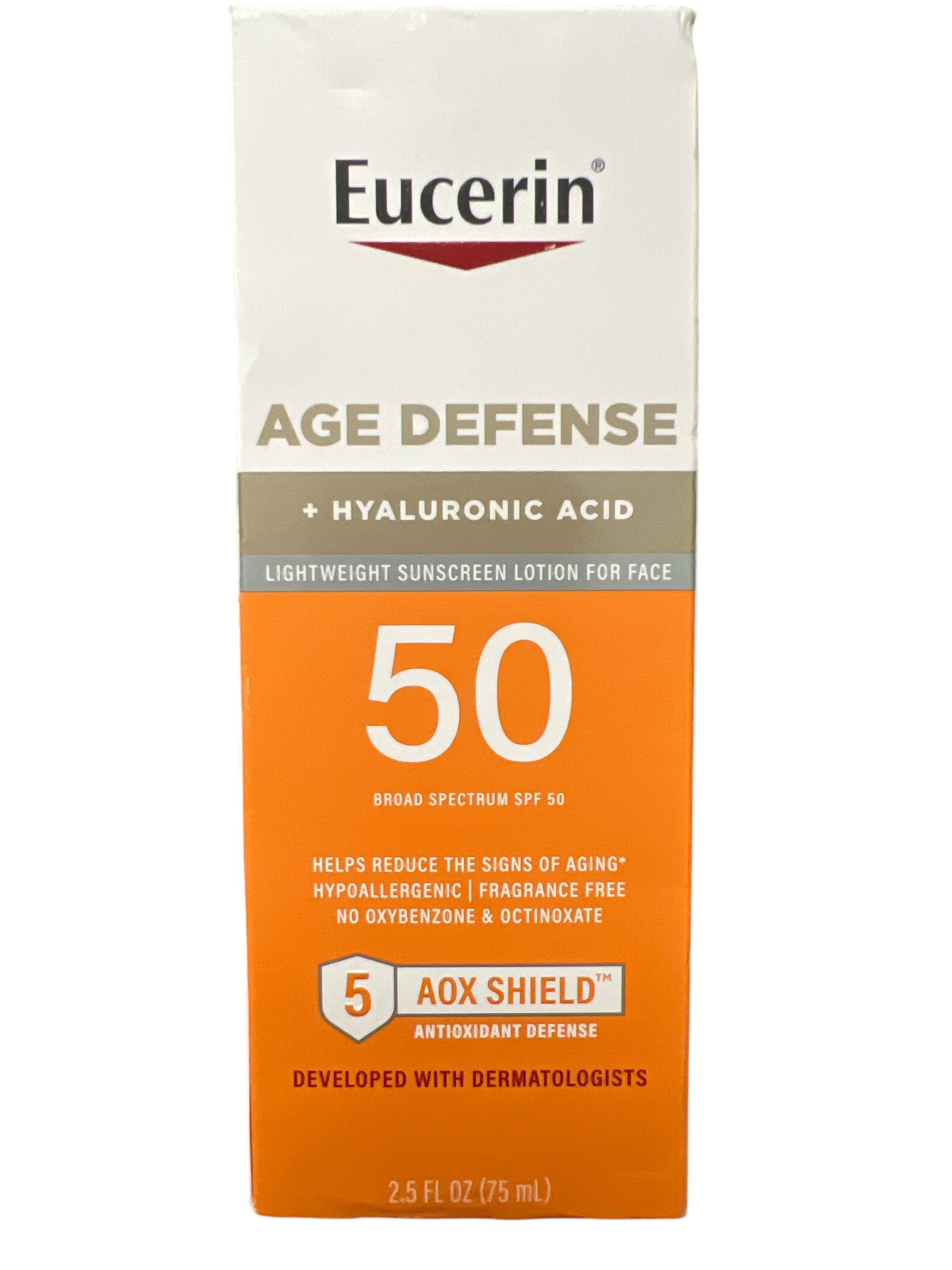 Eucerin Sun Age Defense SPF 50 Face Sunscreen Lotion, 2.5 Fl Oz Bottle