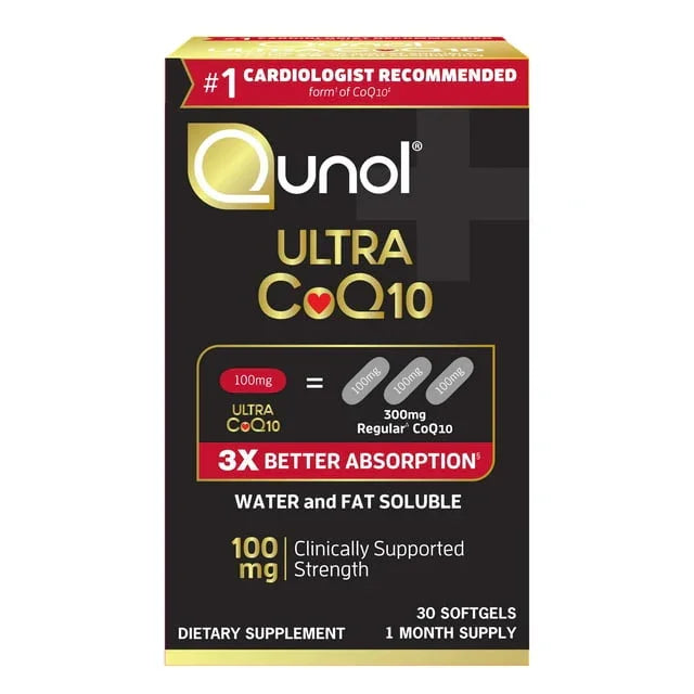 Qunol Ultra CoQ10 100mg 30 Ct | Enhanced Absorption Heart Health Softgels