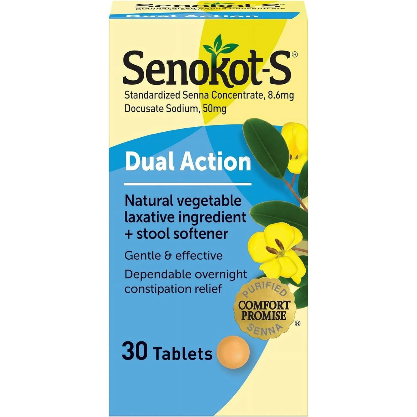Senokot-S Dual Action Senna + Stool Softener Laxative, 30 Tablets - Exotic Pro
