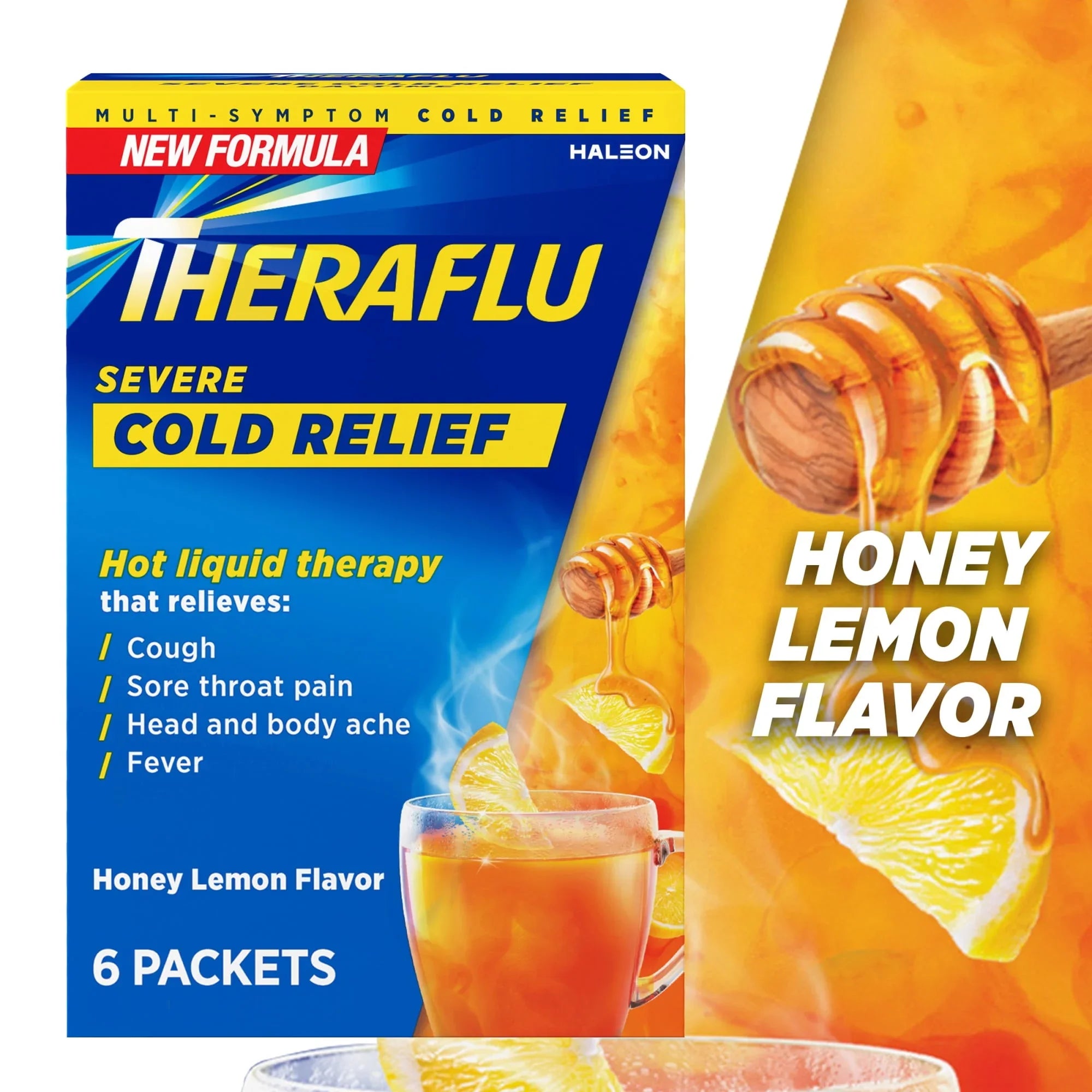 Theraflu Daytime Severe Cold & Flu Powder – Honey Lemon, 6 Packets - Exotic Pro