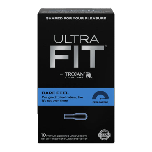 Trojan UltraFit Bare Feel Condoms – Thin Lubricated Latex, 10 Count - Exotic Pro