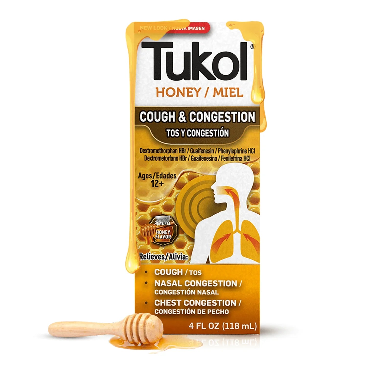 Tukol X-Pecto Honey Cold Syrup, Multi-Symptom OTC Relief, 4 fl oz - Exotic Pro