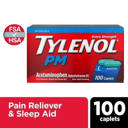 Tylenol PM Extra Strength Pain Reliever & Sleep Aid Caplets – 100 Ct - Exotic Pro
